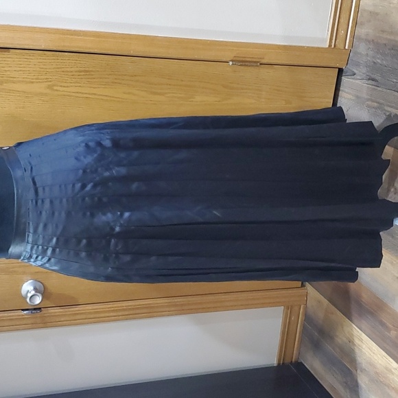Saks Fifth Avenue black pleated silk maxi skirt - Picture 1 of 4